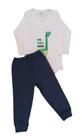 Conjunto Bebê Masculino Body ML + Calça em Malha Canelada Mimoso Baby