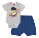 Conjunto Bebê Masculino Cotton + Bermuda Saruel Marinho Kyly