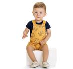 Conjunto Bebê Masculino Jardineira Moletinho + Body Cotton Dog Kyly