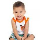 Conjunto Bebê Masculino Regata em meia malha e Bermuda em tactel estampa animais 11678.1