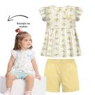 Conjunto Bebê Menina Alakazoo Algodão Blusa e Short Branco/Amarelo
