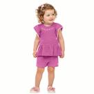 Conjunto Bebê Menina Angerô Blusa Algodão e Short com Detalh