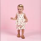 Conjunto Bebê Menina Bata e Shorts com babado em Malha Rustique com flores