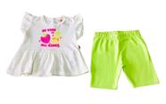 Conjunto Bebe Menina Blusa Com Babado E Shorts Livy