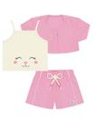 Conjunto Bebê Menina Blusa Com Sobreposição E Short Rosa E Natural Cinti Conjunto Bebê Menina Blusa Com Sobreposição E Short Rosa E Natural Cinti