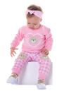 Conjunto Bebê Menina Blusa Moletom Peluciado e Legging Cotton Rosa Ursa