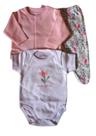 Conjunto Bebê Menina Body Suedine Liso e Suedine Estampado Folhagem Ano Zero