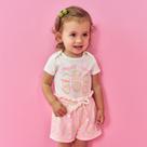 Conjunto Bebê Menina Cinti Body Cotton e Short Molecotton Off/Rosa