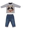 Conjunto Bebê Menina Inverno Suedine Bicolor Azul Otávio