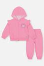Conjunto Bebê Menina Jaqueta Dino Costas E Calça Rosa Mundo Cinti