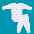 Conjunto Bebê Menina JunkesBaby Canelado c/ Estampa Branco Tamanho: RNCor:Igual da foto Conjunto Bebê Menina JunkesBaby Canelado c/ Estampa Branco Tamanho: RNCor:Igual da foto