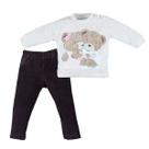 Conjunto Bebê Menina Longo Stretch Bordado Ursa Upi Uli