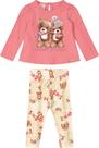 Conjunto Bebê Menina Meia Estação Estiloso em Cotton Light Infantil Menina - Carinhoso