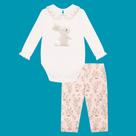Conjunto Bebê Menina Milon Body c/ Gola Estampa Coelho e Calça Moletinho Off/Rosa Tamanho:P Conjunto Bebê Menina Milon Body c/ Gola Estampa Coelho e Calça Moletinho Off/Rosa Tamanho:P