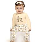 Conjunto Bebê Menina Milon em Cotton Estampa Cavalinhos Off/Amarelo Tamanho:P
