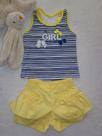 Conjunto bebê menina regata e short sarja com babado have fun Conjunto bebê menina regata e short sarja com babado have fun