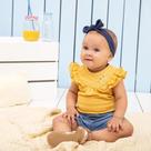 Conjunto Bebê Menina Verão Body Tricot E Short Jeans 2 peças - Paraíso