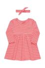 Conjunto Bebê Menina Vestido Manga Longa e Faixa de Cabelo Listrado Conjunto Bebê Menina Vestido Manga Longa e Faixa de Cabelo Listrado