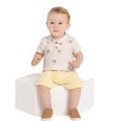 Conjunto Bebê Menino Alakazoo Polo em Meia Malha Penteada e Bermuda em Malha Crochê Turquia Amarelo