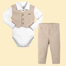 Conjunto Bebê Menino Angerô Body Suedine e Calça Afaiata Branco/Bege Tamanho:MCor:Igual da foto