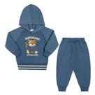 Conjunto Bebê Menino Angerô Casaco e Calça em Moletom Felpado e Matelâsse na cor Azul Tamanho:M