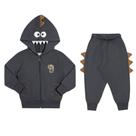 Conjunto Bebê Menino Angerô Jaqueta e Calça Moletom Felpado Dino cor Cinza Tamanho:1