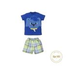 Conjunto Bebê Menino Azul Xadrez Suedine Samuel Cachorrinho Conjunto Bebê Menino Azul Xadrez Suedine Samuel Cachorrinho