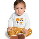 Conjunto Bebê Menino Body Cotton Calça Moletom Peluciado Branco/Amarelo - Kyly