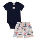 Conjunto Bebê Menino Body e Bermuda Moletom Linho sem Pelúcia LucBoo