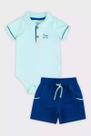 Conjunto Bebê Menino Body e Shorts Glinny Cor:AzulTamanho:G