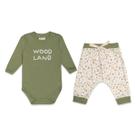 Conjunto Bebê Menino Body/Mijão Verde Letrinhas Mini &amp Co