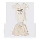 Conjunto Bêbe Menino Body/Shorts Floresta Bege Hering