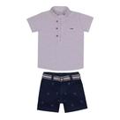 Conjunto Bebê Menino Camisa + Bermuda Sarja Paraiso Rf 13961