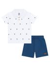 Conjunto Bebê Menino Camisa Polo Coqueiro E Bermuda Branco E Azul Divertto Conjunto Bebê Menino Camisa Polo Coqueiro E Bermuda Branco E Azul Divertto