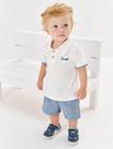 Conjunto Bebê Menino Camisa Polo E Bermuda Natural E Azul Divertto
