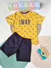 Conjunto Bebê Menino Camiseta e Bermuda Carrinhos Milon Cor:AmareloTamanho:2