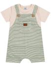 Conjunto Bebê Menino Camiseta E Jardineira Off White E Verde Divertto