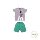 Conjunto Bebê Menino Camiseta Short Cinza Verde Murilo