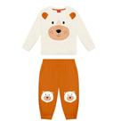 Conjunto Bebê Menino Kyly Casaco e Calça em Moletom Peluciado Urso Mescla Tamanho:M