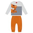 Conjunto Bebê Menino Kyly em Moletom Peluciado Estampa Tigre Cinza/Laranja Tamanho:M