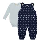 Conjunto Bebê Menino Milon Jardineira Moletinho Estampado e Body em Cotton Verde/Marinho Tamanho:M