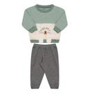 Conjunto Bebê Menino Moletom Canelado Casaco E Calça Urso
