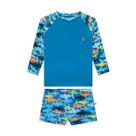 Conjunto Bebê Menino Proteção UV 50+ Onda Marinha Tubarão
