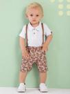 Conjunto Bebê Menino Verão Body Pólo Bermuda e Suspensório - Gueda