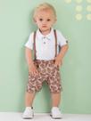 Conjunto Bebê Menino Verão Body Pólo Bermuda e Suspensório - Gueda