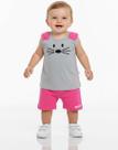 Conjunto Bebê Regata Orelha De Gato 3d Com Ciclista P Ao G