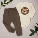 Conjunto Bebê Rei Das Selvas: Body Bege Suave E Calça Ecolinho