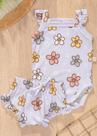 Conjunto Bebê Verão Body e Tapa Fralda Babado Flores Lilás
