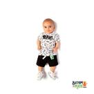Conjunto bebê yeah - camiseta meia malha e bermuda flamê