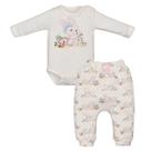 Conjunto Bebês Body ML Branco Coelhinha e Calça Saruel Epic Touch Upi Uli